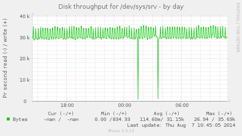Disk throughput for /dev/sys/srv